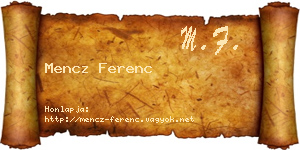Mencz Ferenc névjegykártya
